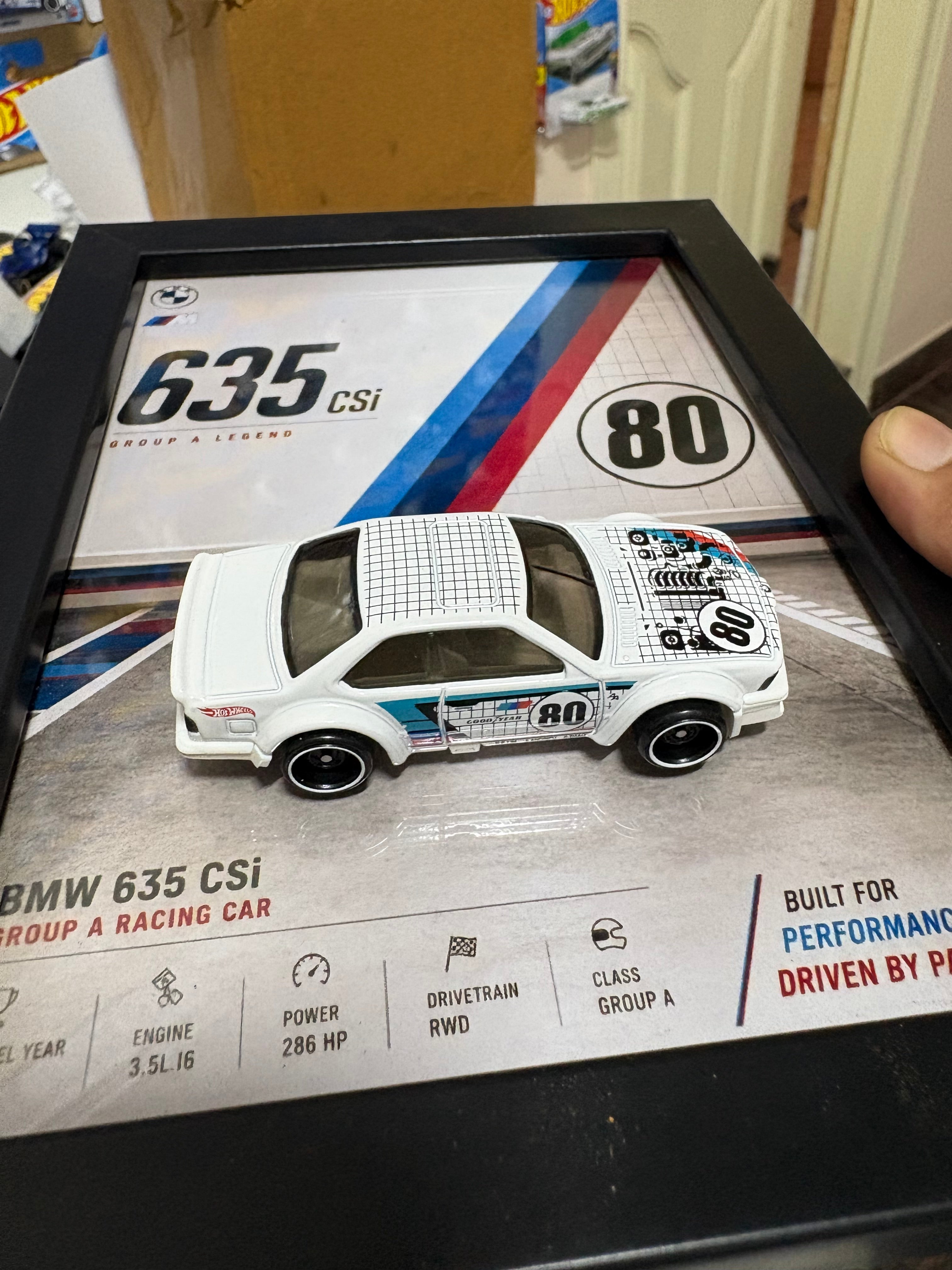 Hot Wheels BMW 635 CSi Custom Magnetic Display Frame – 1:64 Collector Frame