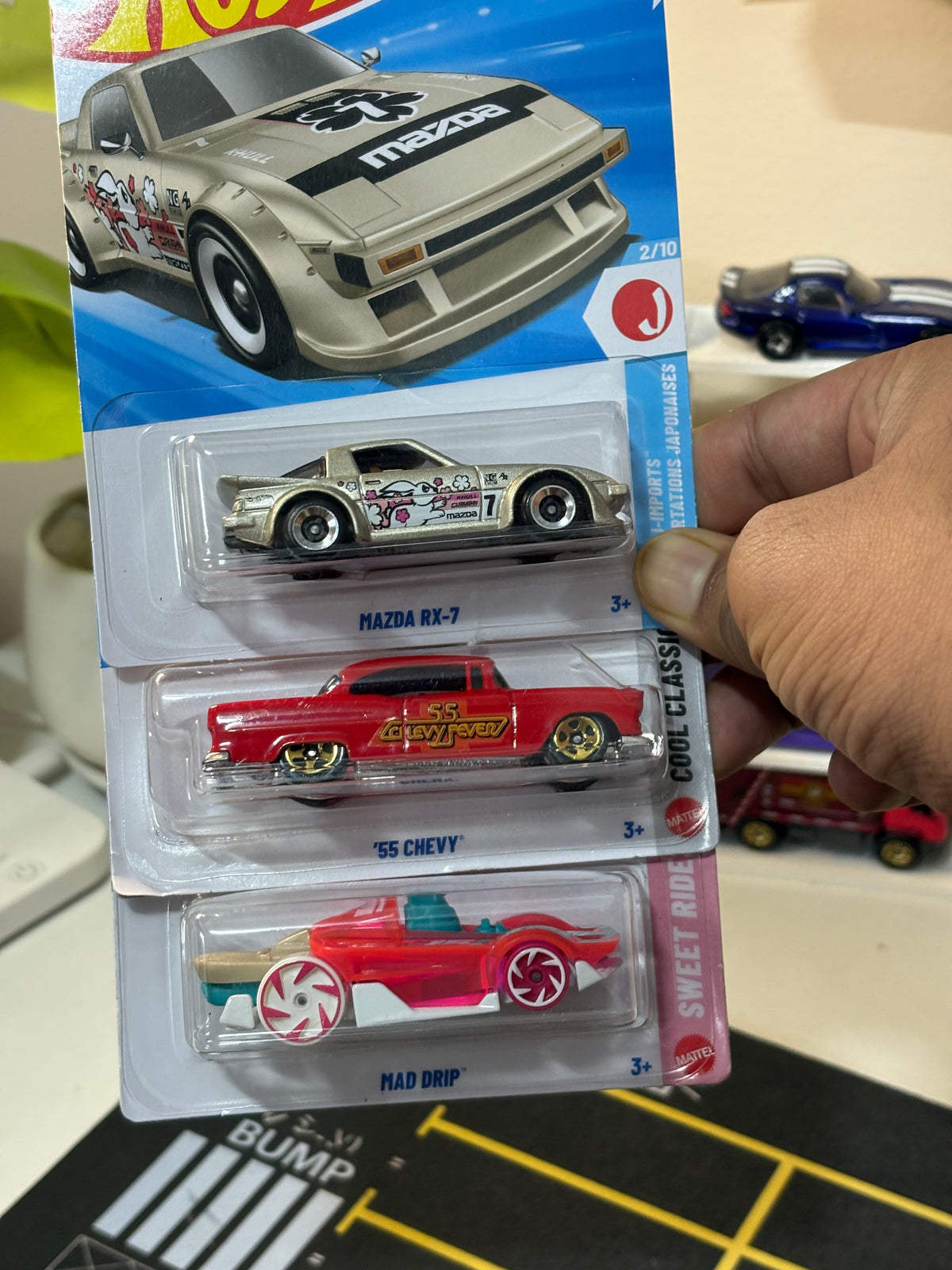 Hot Wheels 3-Car Bundle – Mazda RX-7, '55 Chevy & Mad Drip