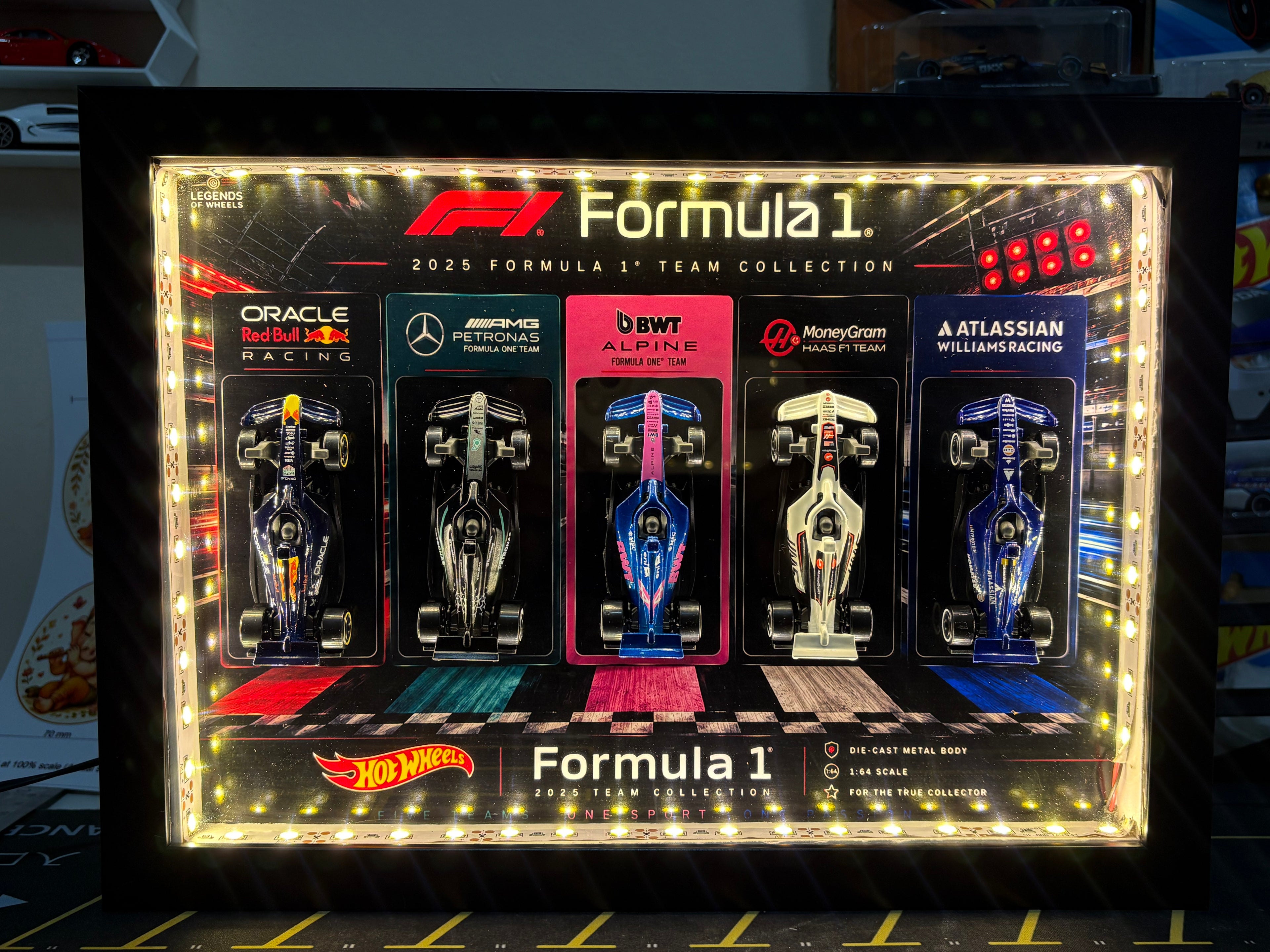 Hot Wheels Formula 1 2025 Team Collection LED Display Frame – 5-Car Collector Frame