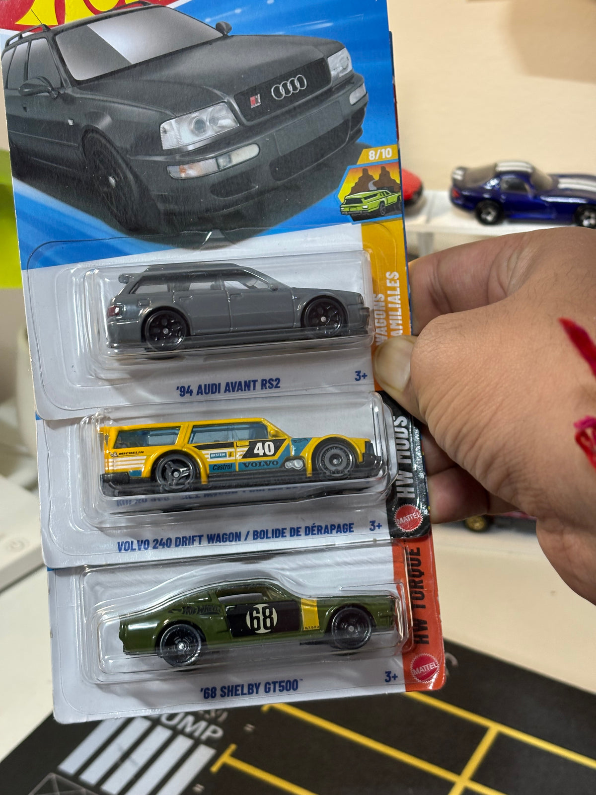 Hot Wheels 3-Car Bundle – '94 Audi Avant RS2, Volvo 240 Drift Wagon & '68 Shelby GT500