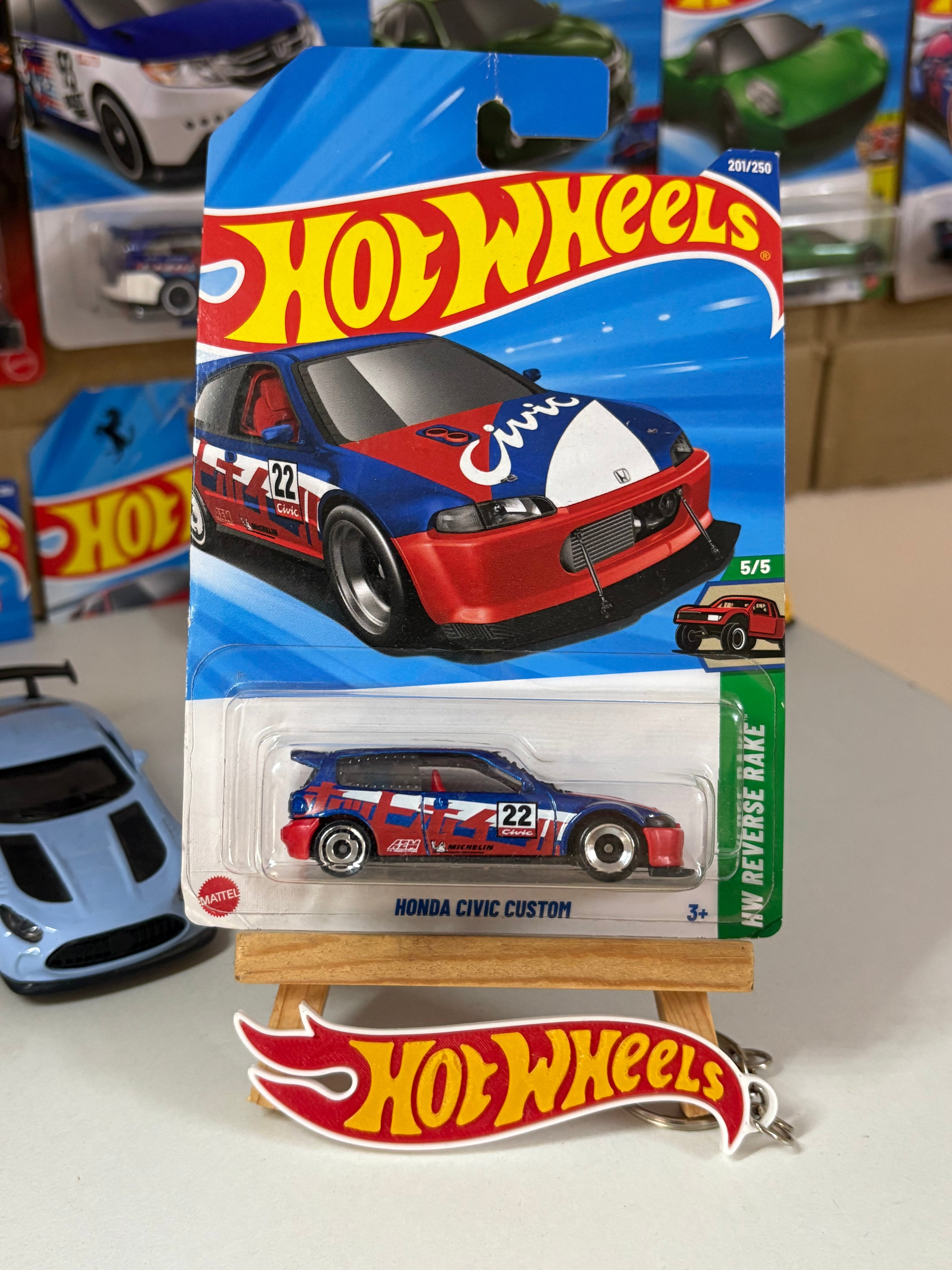 Hot Wheels Honda Civic Custom – Red/Blue Livery – Mainline 1:64 Scale